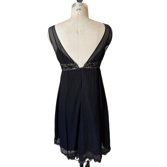 Rebecca Taylor Y2K Silk Knee Length Dress Women’s Size 2 Black Romantic - Picture 4 of 6